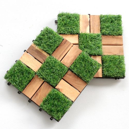 Artificial Grass and Wood Combination