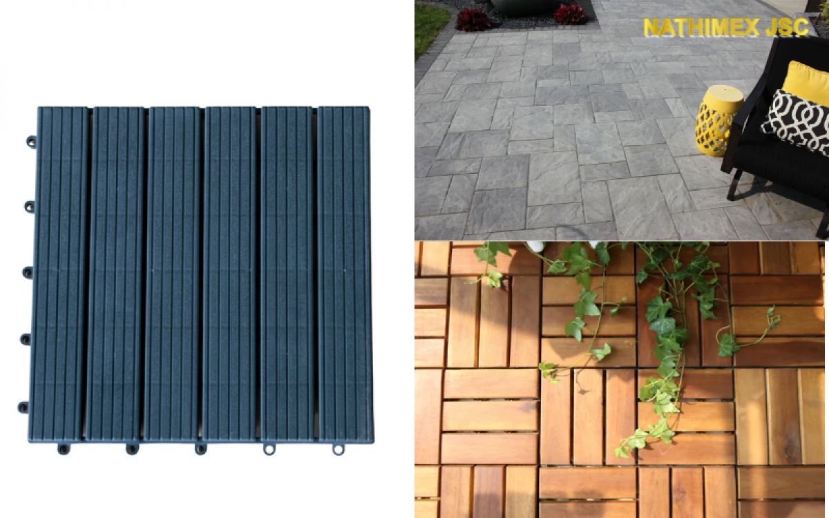 Plastic Deck Tiles vs Natural Wood Decking and Stone Pavers
